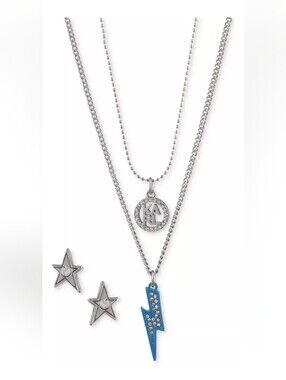 Karl Lagerfeld Blue Lightning & Heart Pendant Necklace